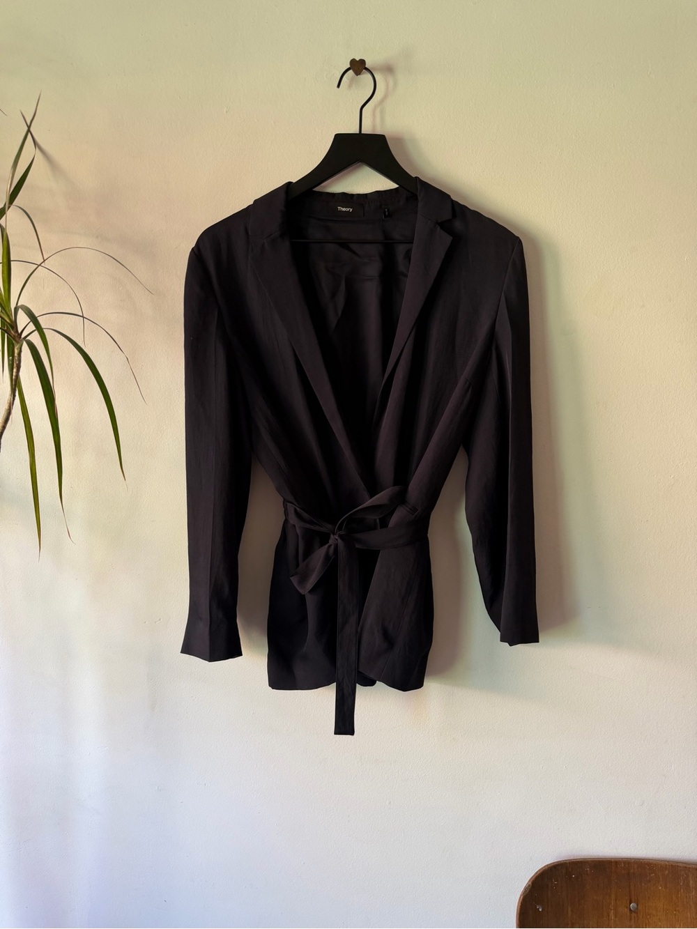 Theory Black Wrap Tie Blazer Jacket